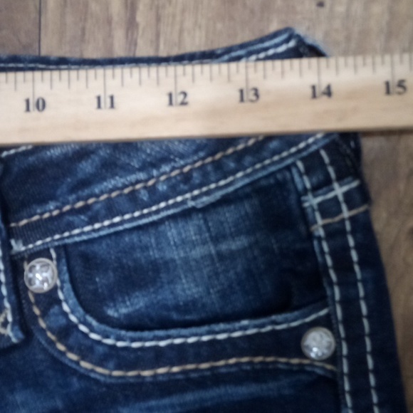 Rock Revival Women's 26 Bootcut Faux Leather Flap Pockets Distressed Anett NWOT - Picture 8 of 12